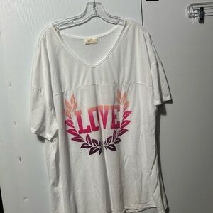 Bobbie Brooks White and Pink Love Graphic Pajama Top